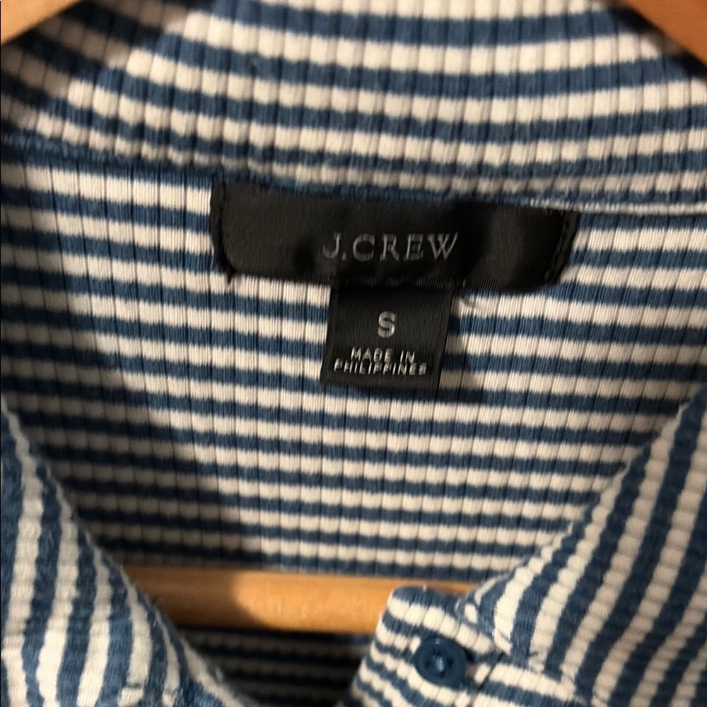 Women’s Striped Polo Tee in Navy & White - Picture 2 of 5